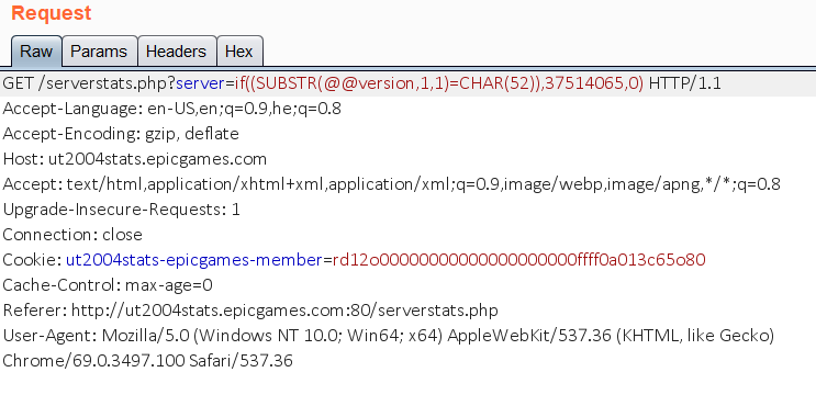 Hacking Fortnite Accounts Check Point Research - figure 1 the initial sql injection query