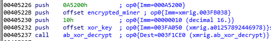 Code responsible for miner decryption
