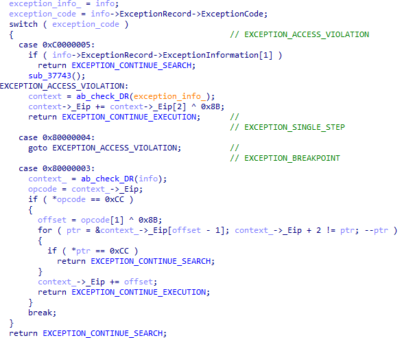 Figure 16 – Decompiled VEH code.