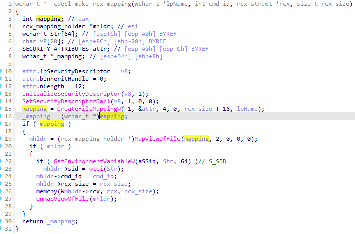 Figure 60: Hidden Bee creating named mapping to store the data.