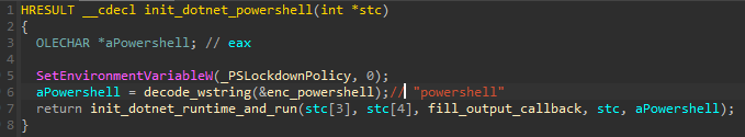 Figure 53 - Function leading to the execution of a PowerShell
script.
