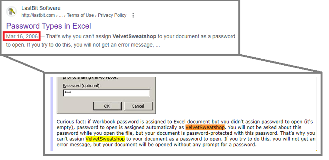 Figure 21 – ”VelvetSweatshop” password feature is known for 17 years
already