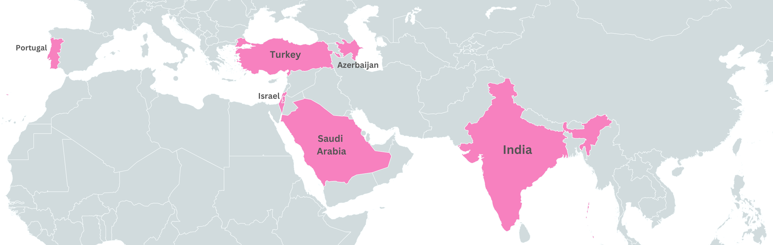 Figure 10 - Map of targeted countries.