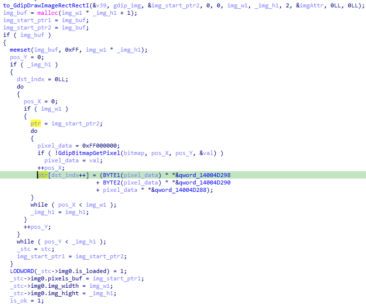 Figure 8 - Fragment of a function denoted as “read_bitmap_from_image”
within the “process” API.