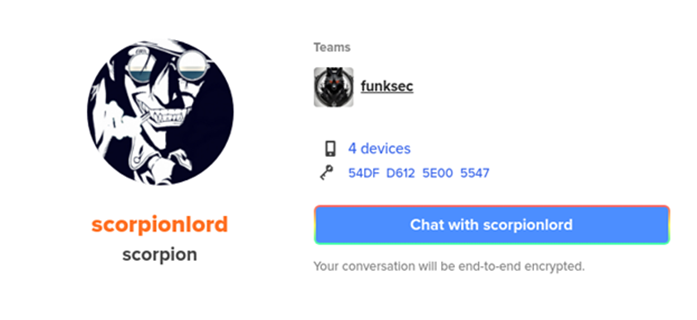 Figure 10 - Scorpion Keybase profile.