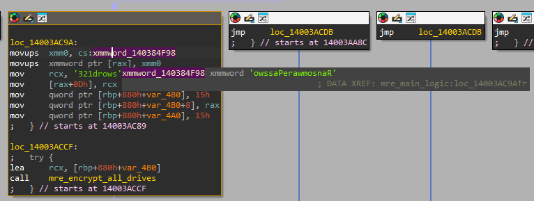 Figure 18 - <code>RansomwarePassword123</code> constant in the
code.