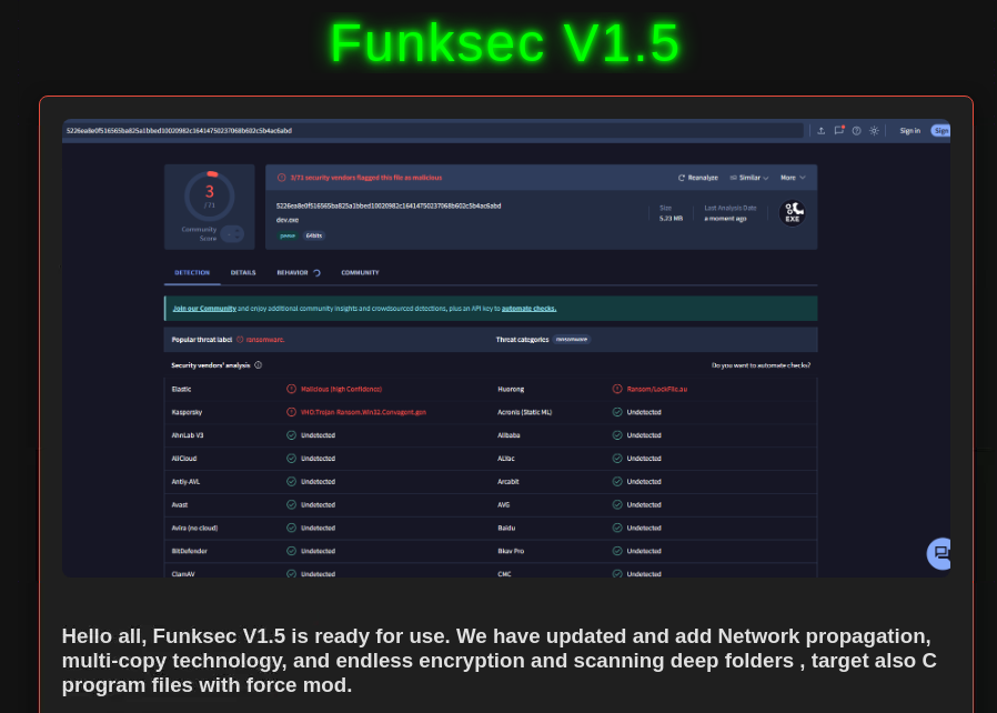 Figure 3 - Funksec V1.5 publication announcement.