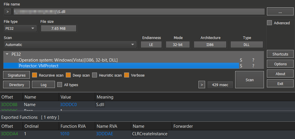 Figure 12: EDR/AV killer module - 32-bit DLL protected by
VMProtect.