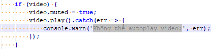 Figure 18 - Code snippet from AI platform website’s webpage
containing debug messages in Vietnamese.