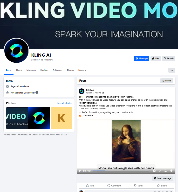 Figure 3 - Fake Facebook Page created by the threat actors.
