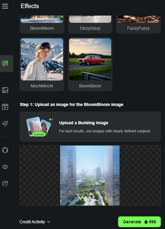 Figure 5 - Original effects sub-page after uploading the user’s
image.