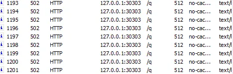 Figure 07 - Unsuccessful queries to localhost, port 30303.
