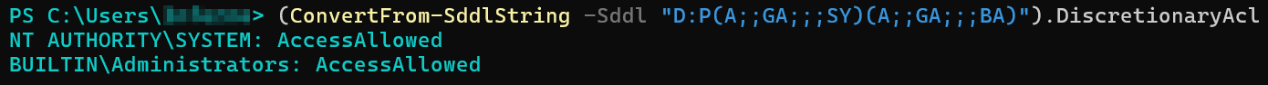 Figure 16: Converted SDDL string - Strong DACL.