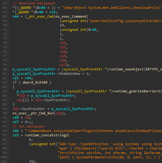 Figure 7 — Yurei code to set the wallpaper.