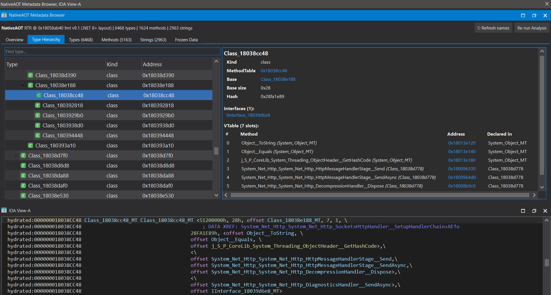Figure 3: IDA Pro - “ida-nativeaot” plugin.