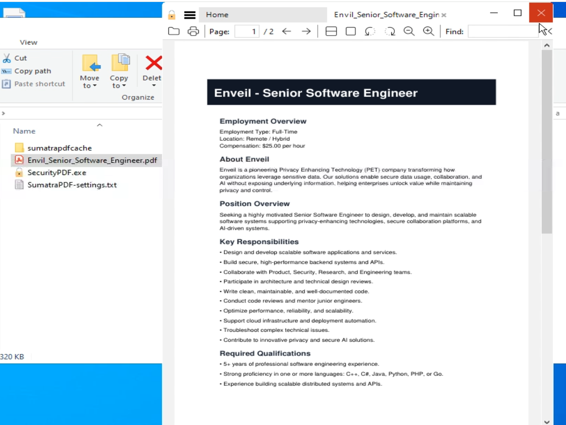 Figure 3 - Crafted PDF opened by SecurityPDF.