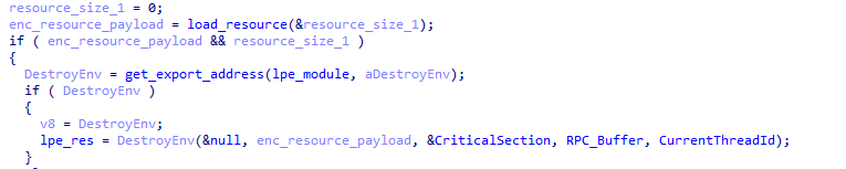 Figure 6 - Execution of LPE module with export DestroyEnv